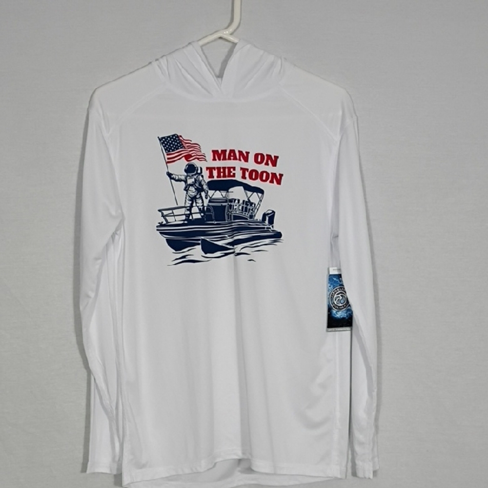 NWT Vapor Apparel White Long Sleeve Swim Shirt Man On the Toon Sz Small USA